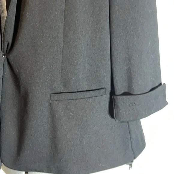NYCC Black Blazer Single Button Jacket Women’s Size LARGE Rolled 3/4 Sleeves - Picture 4 of 12